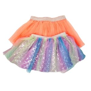 12 Month Baby Girl Tulle Glitter & Mermaid Skirt Bundle